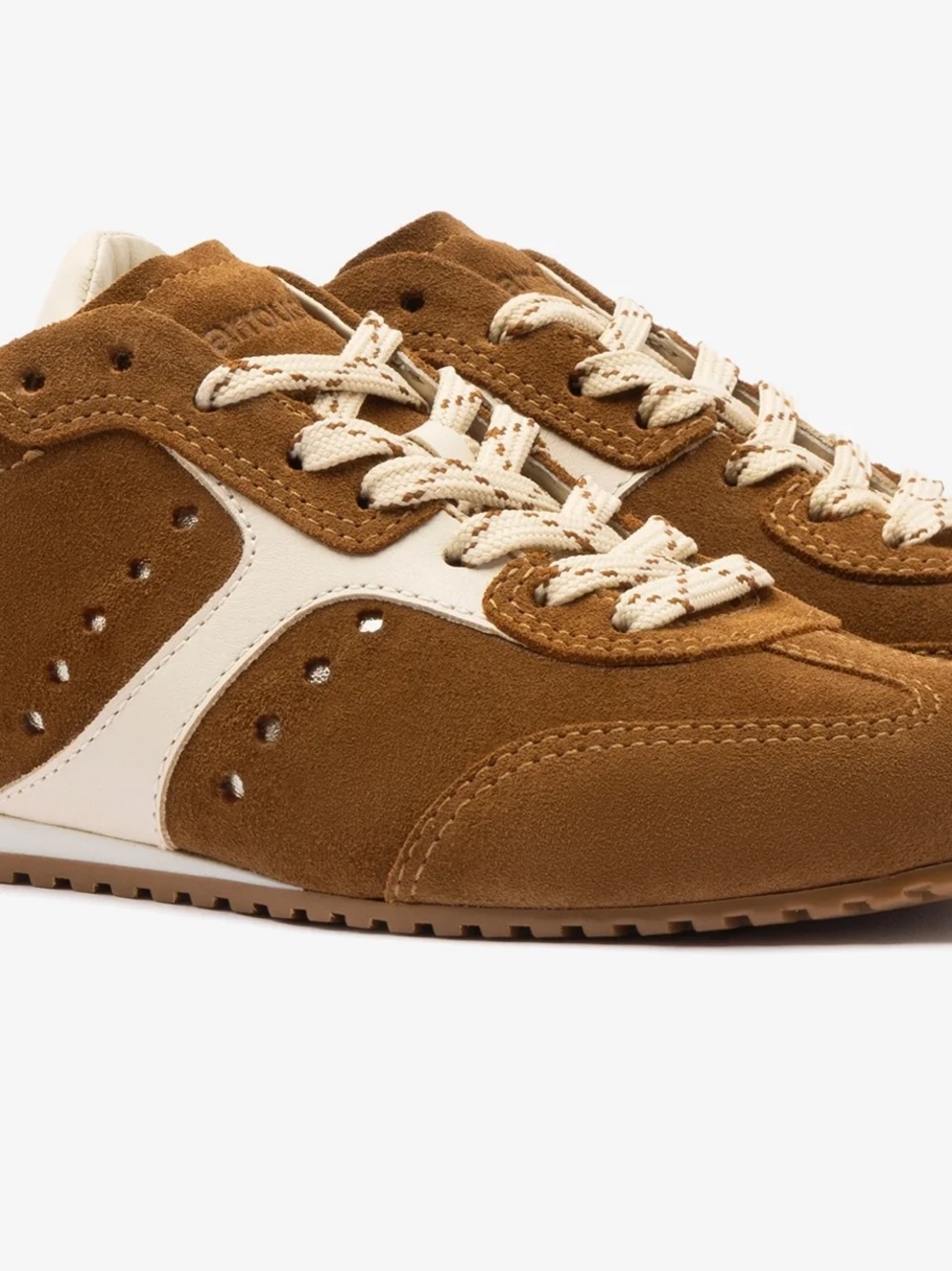 Larroude Stella Brown Suede Sneakers with White Accents size 7.5 - Picture 3 of 11
